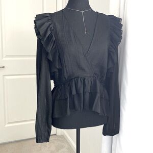 Express ruffle black blouse